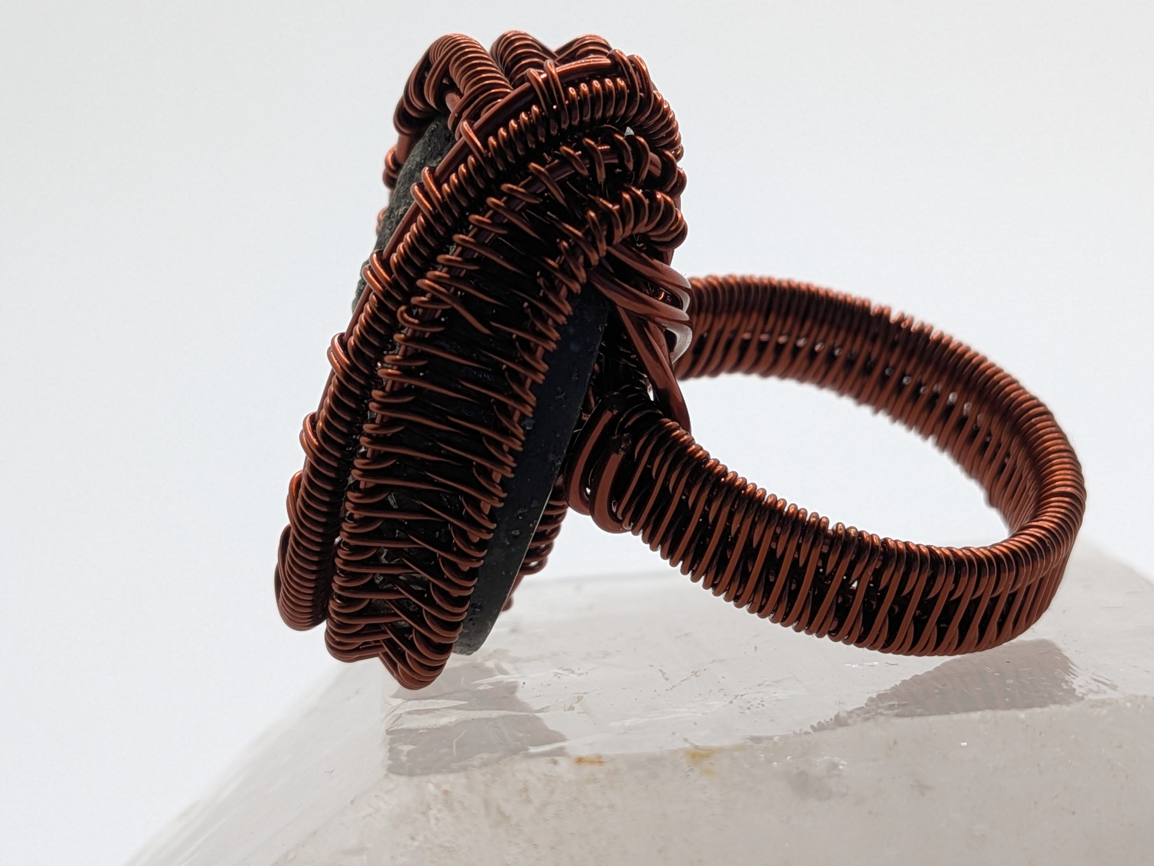 Wusah Designs Handwrapped Copper & Pyrite Statement Ring $111
