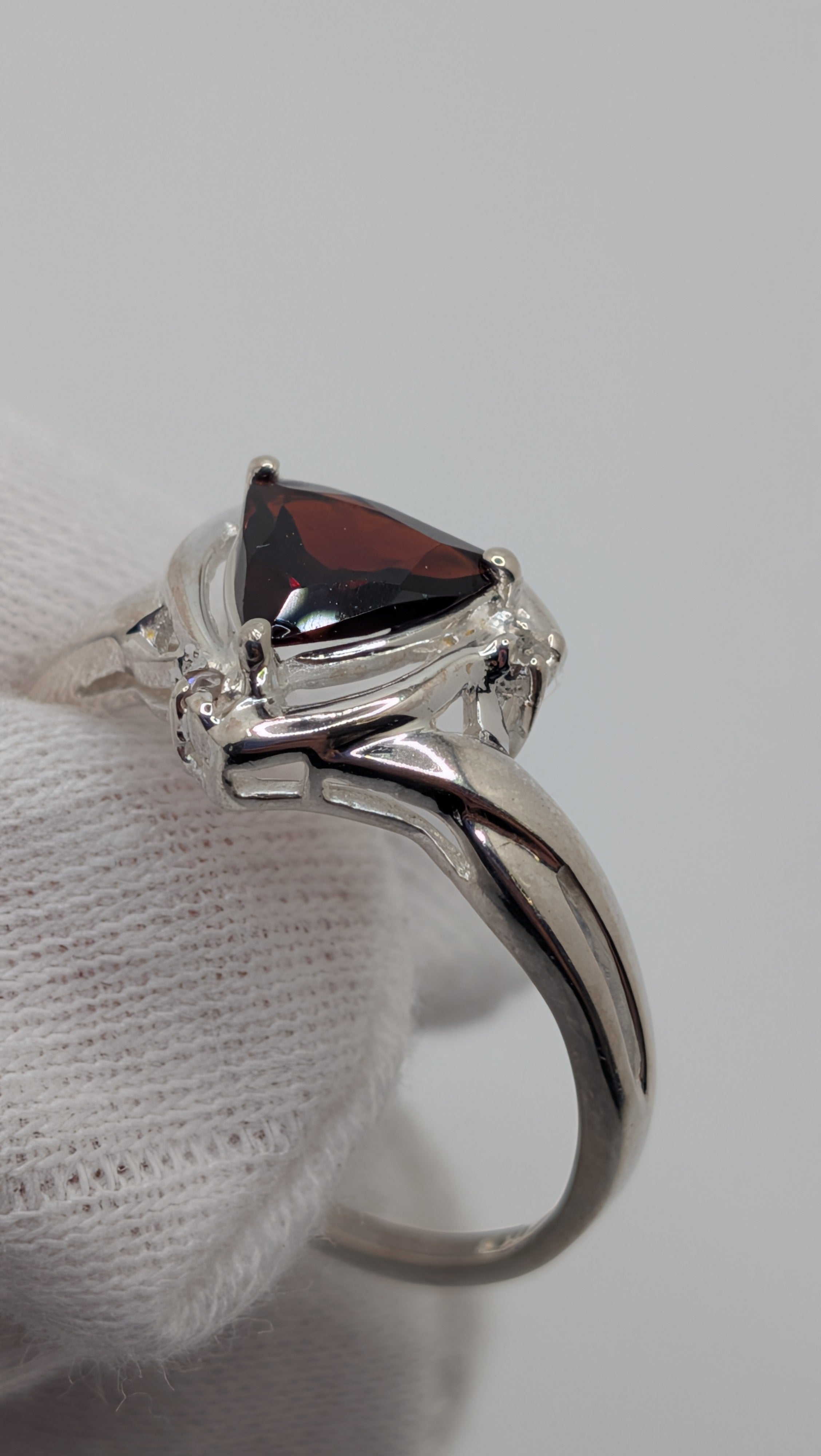 Sterling Silver Triangle Garnet & Diamonds
