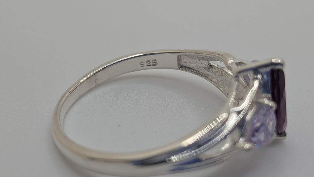 Sterling Silver Lab Marquise Amethyst Size 8