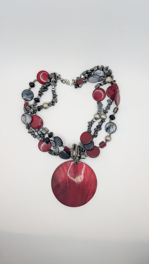 Circular Crimson Statement Necklace