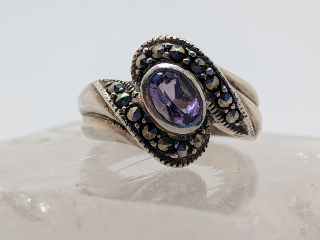 Vintage Sterling Silver Marcasite & Amethyst Ring $245 Her Jeweler