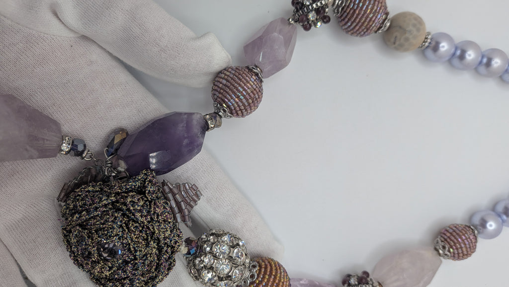 Vintage amethyst and rose quartz necklace
