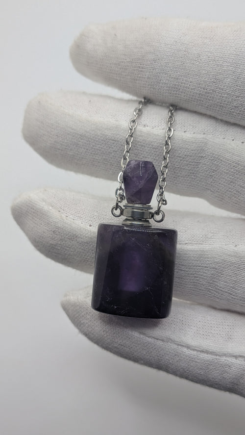 Amethyst Quartz Perfume Bottle Necklace