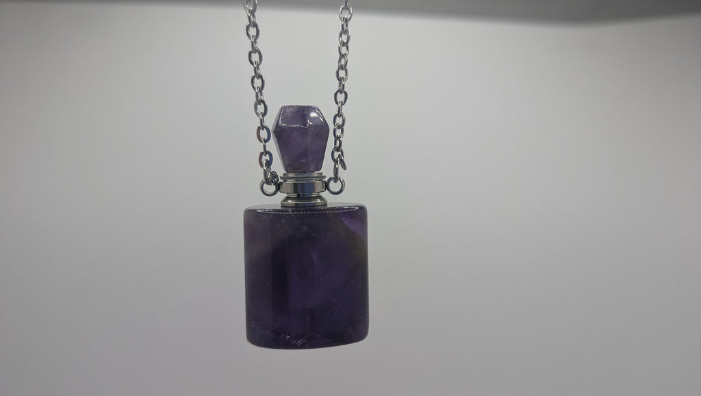 Amethyst Quartz Perfume Bottle Necklace