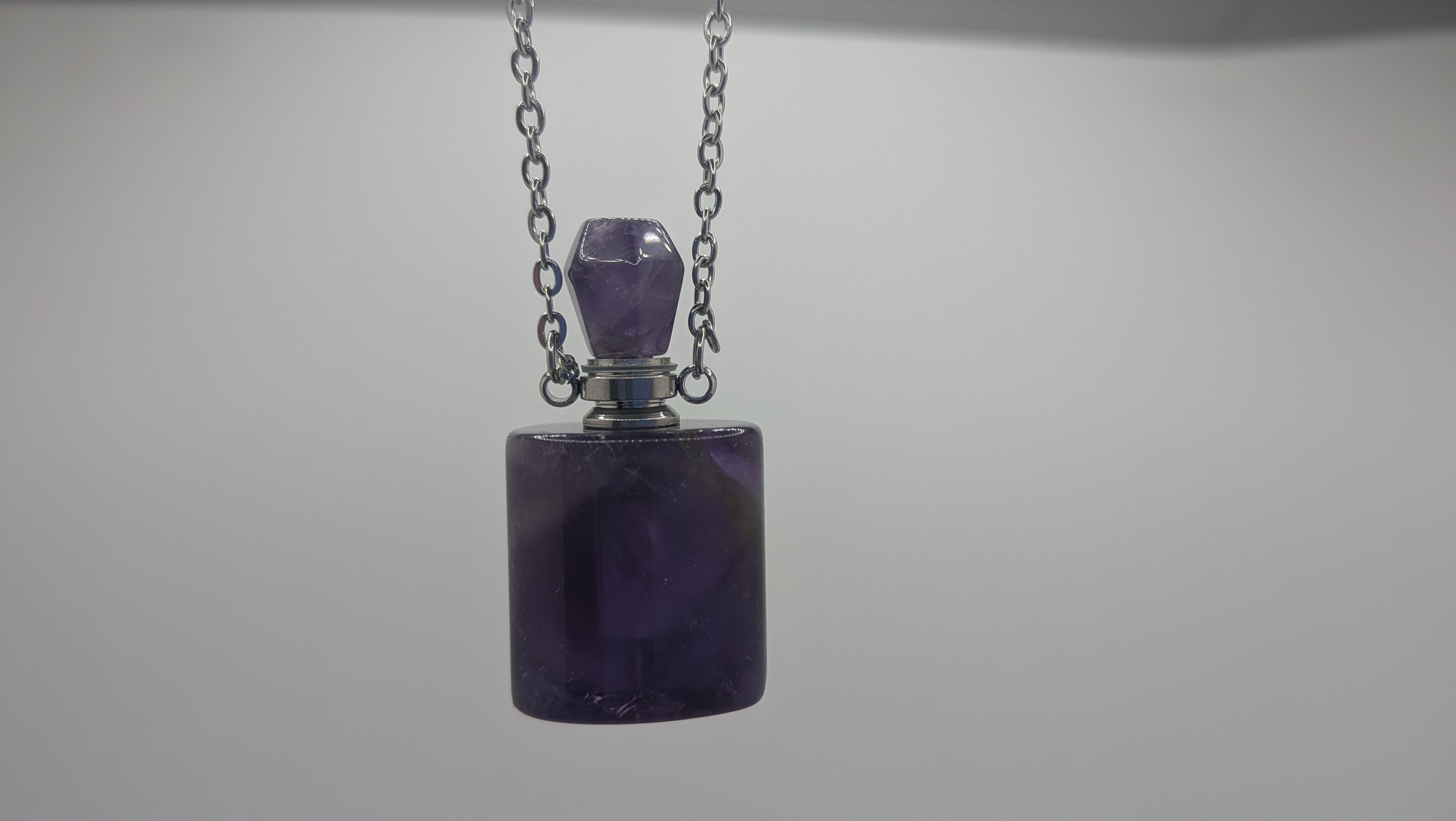 Amethyst Quartz Perfume Bottle Necklace