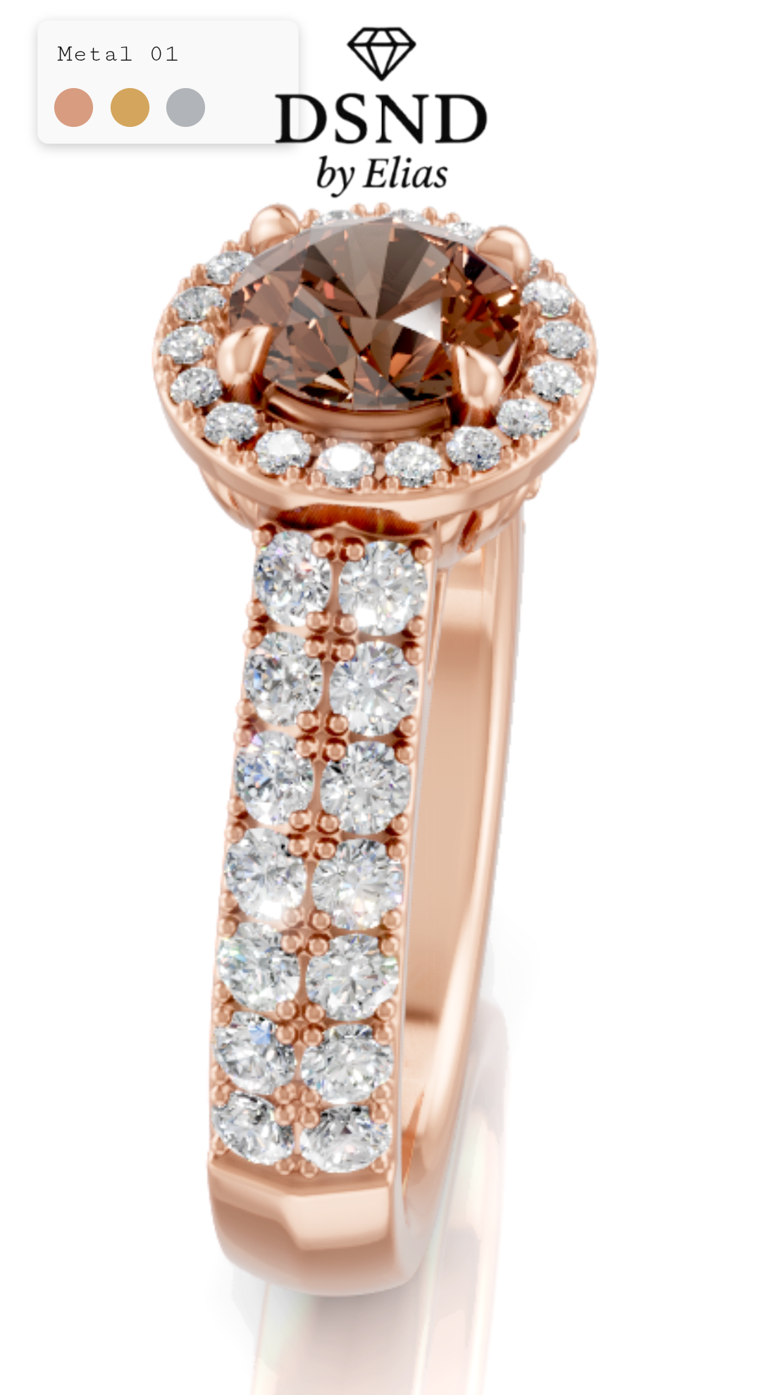 Bourbon Inspired 14 K Rose Gold Lab Brown Diamond Engagement Ring