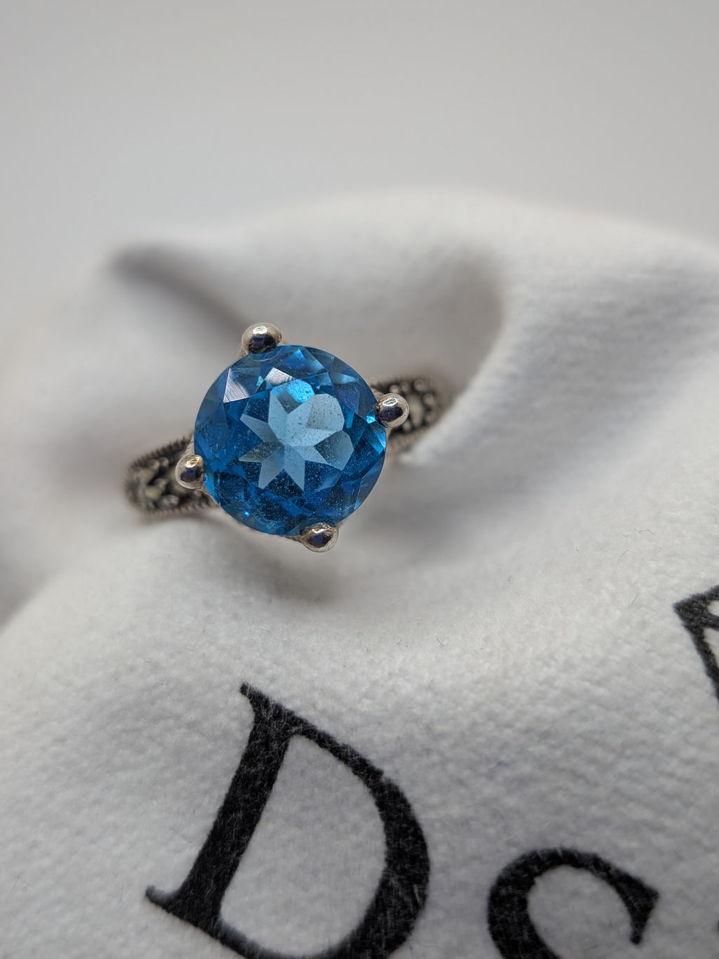 Blue Topaz & Marcasite Sterling Silver Ring Price: $325 Her Jeweler