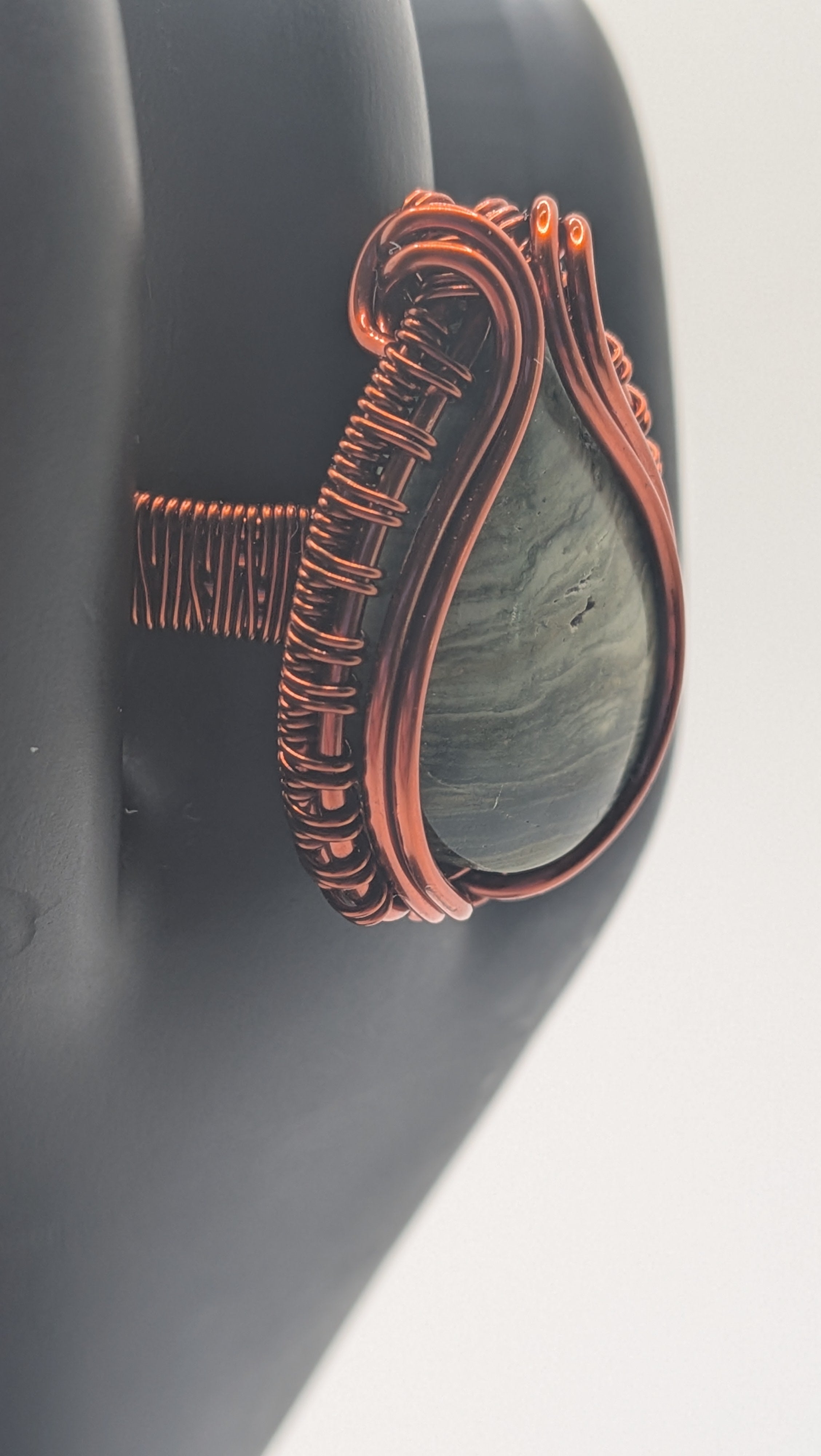 Wu-Sah Designs – Green Jasper Copper Ring