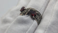 Sterling Silver Pear Garnet and Marcasite Ring Size 9.25