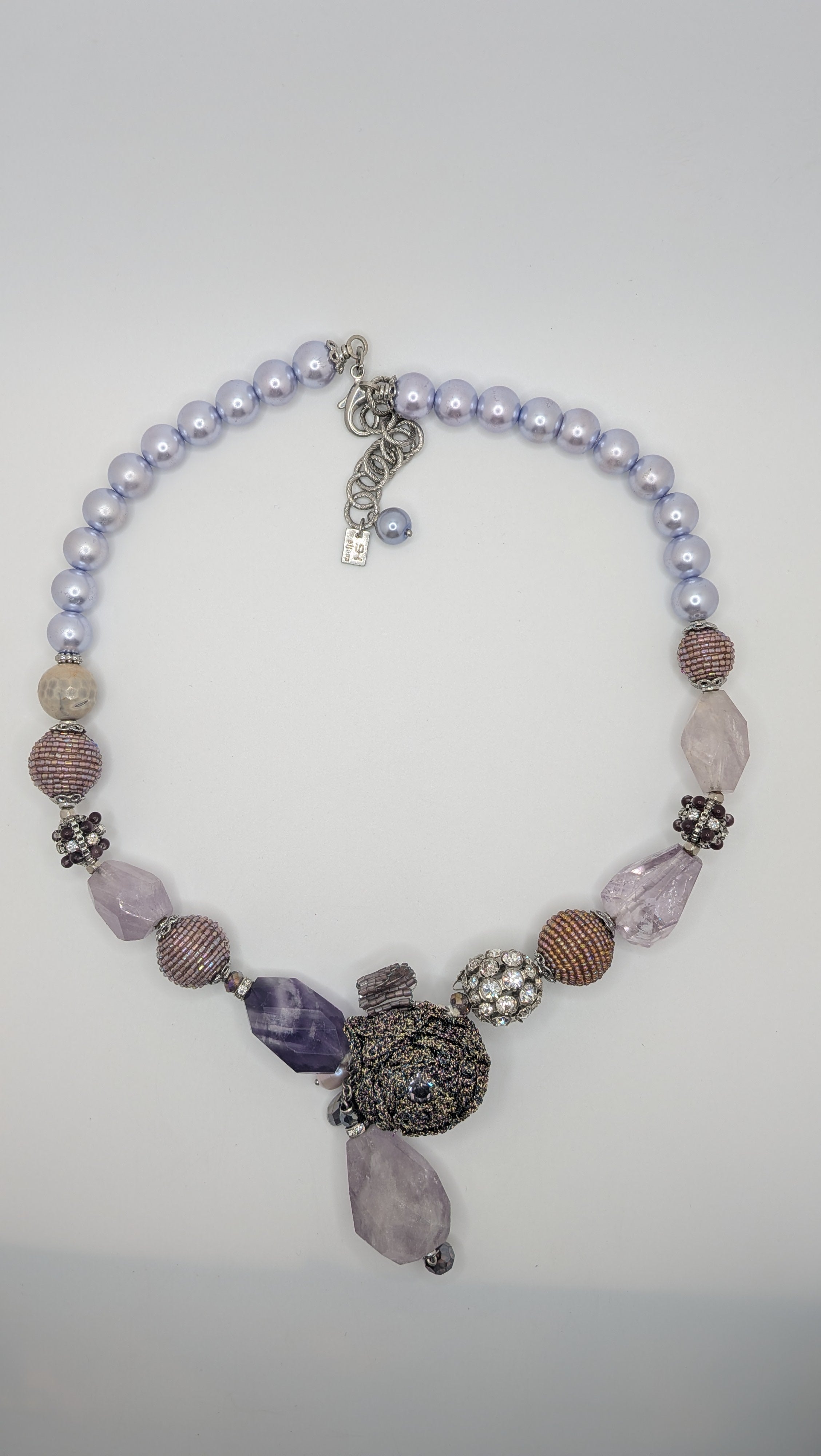 Vintage amethyst and rose quartz necklace