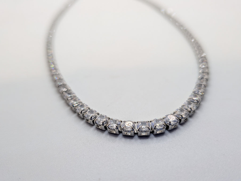 18 inches Stainless Steel CZ Tennis Necklace $55