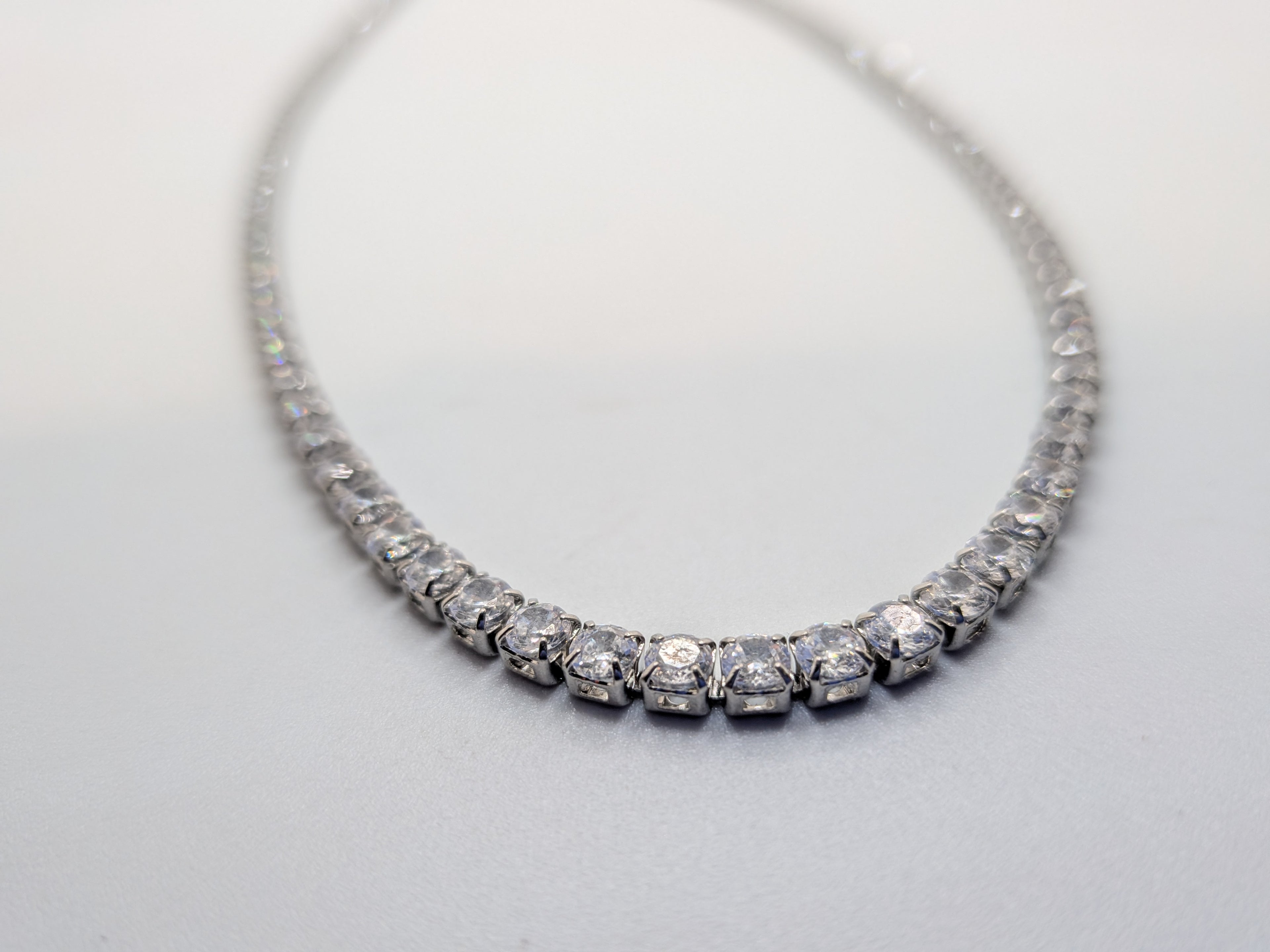 18 inches Stainless Steel CZ Tennis Necklace $55