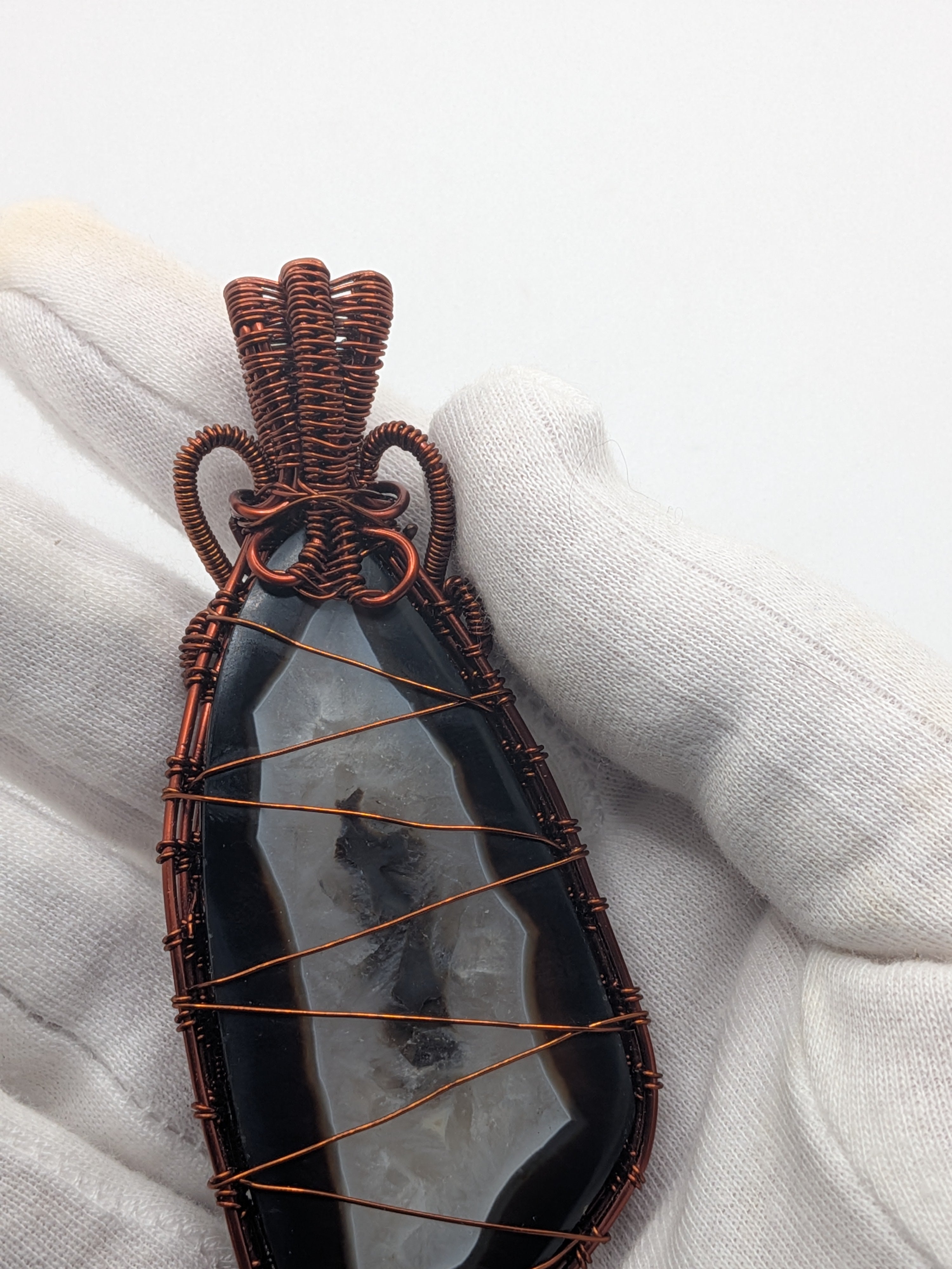 Wusah Designs Agate Pendant in Pure Copper $125