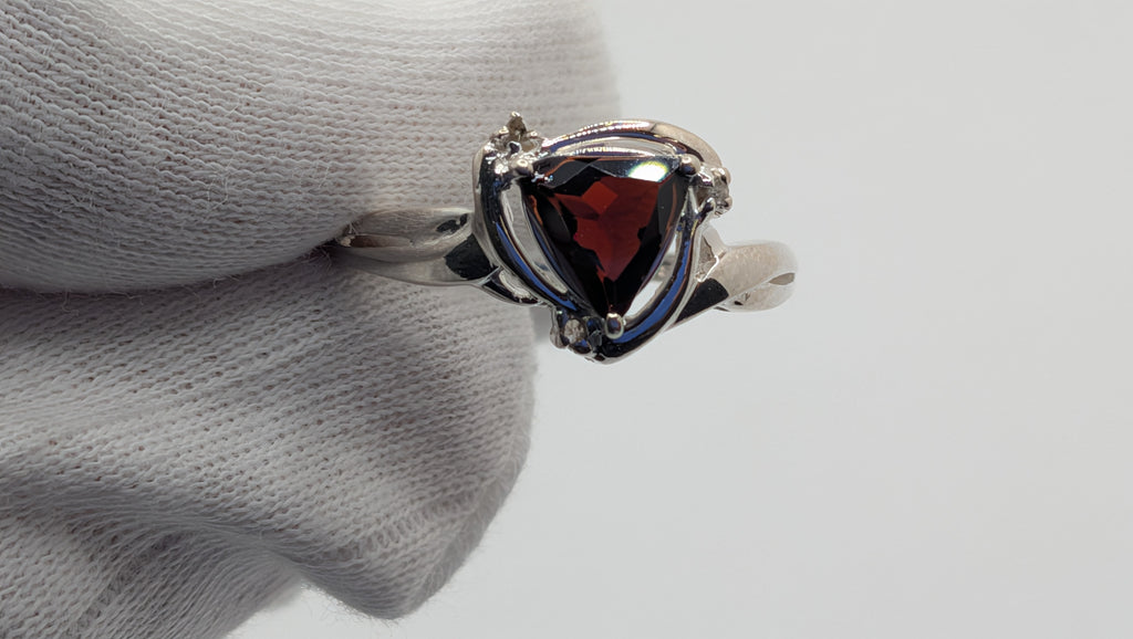 Sterling Silver Triangle Garnet & Diamonds