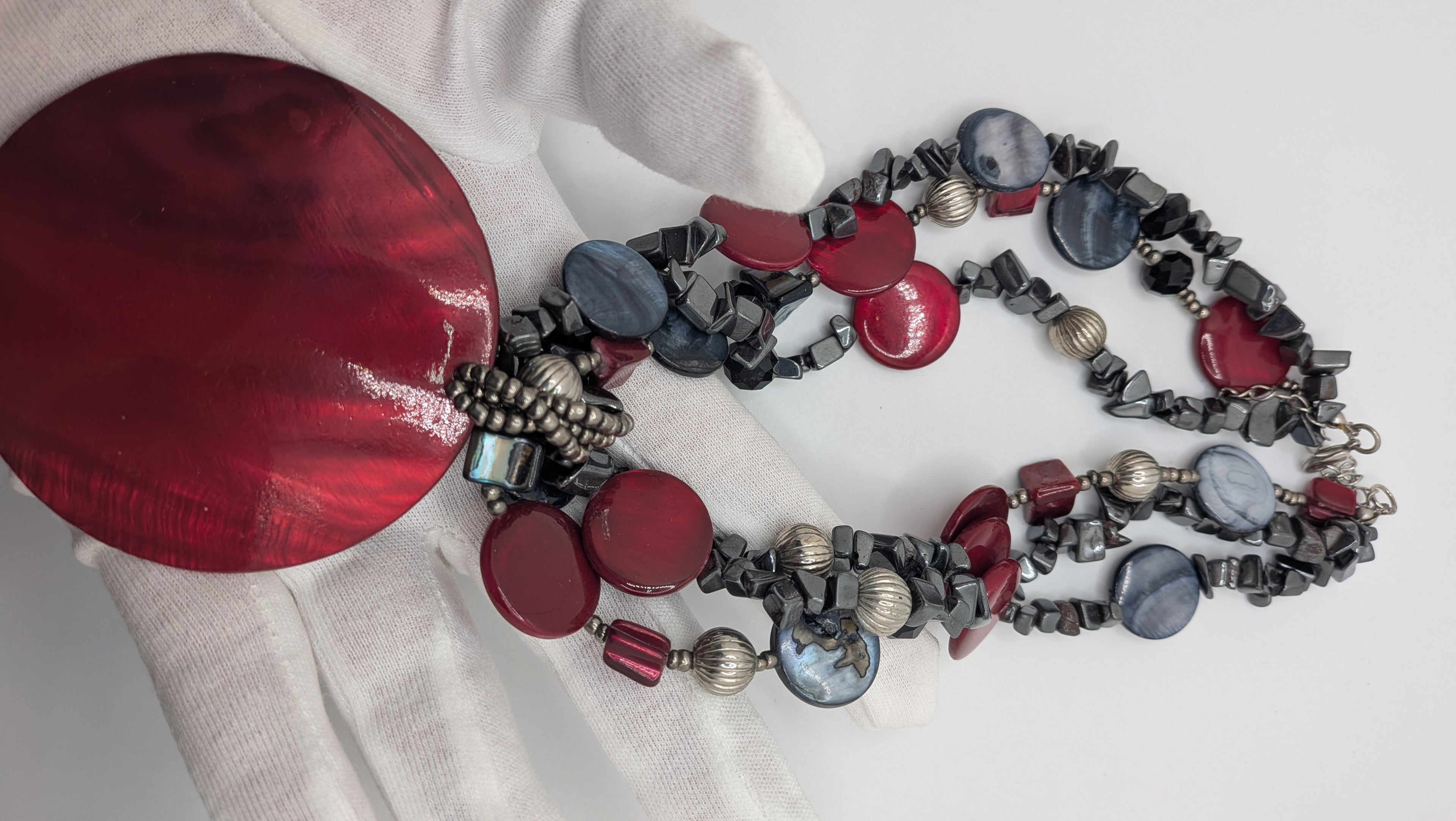 Circular Crimson Statement Necklace