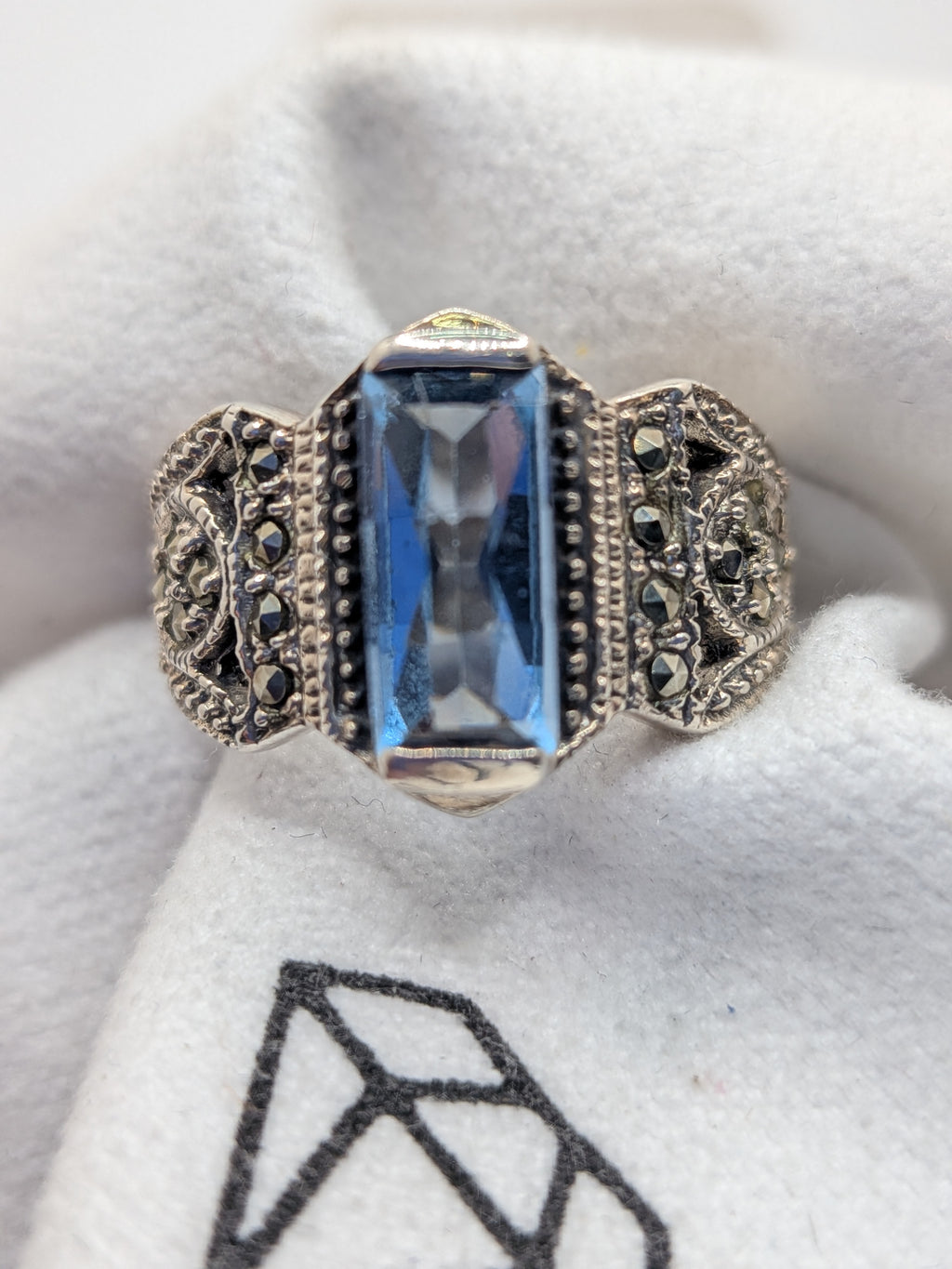 Blue Topaz & Marcasite Sterling Silver Ring $265 Her Jeweler