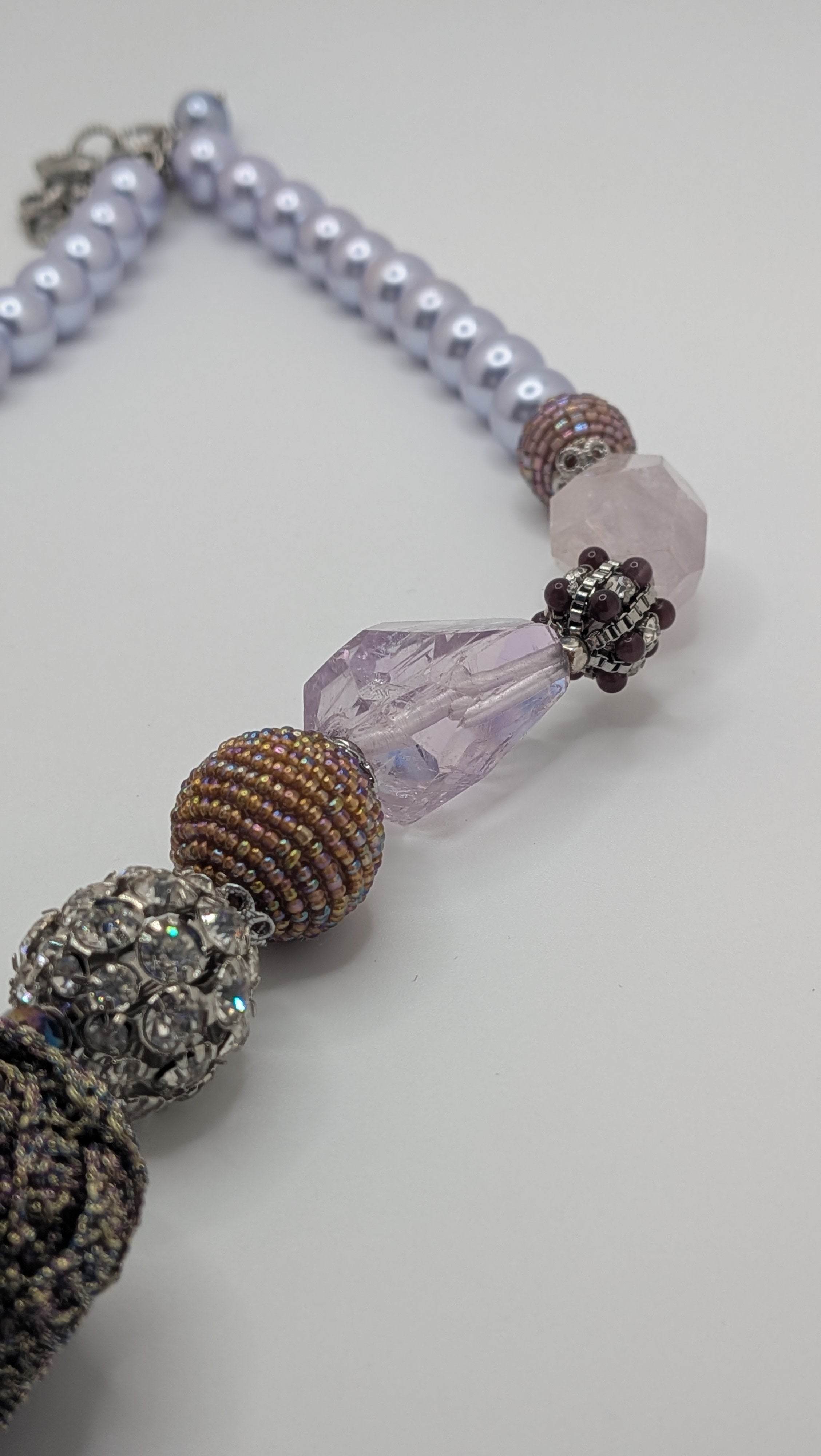 Vintage amethyst and rose quartz necklace