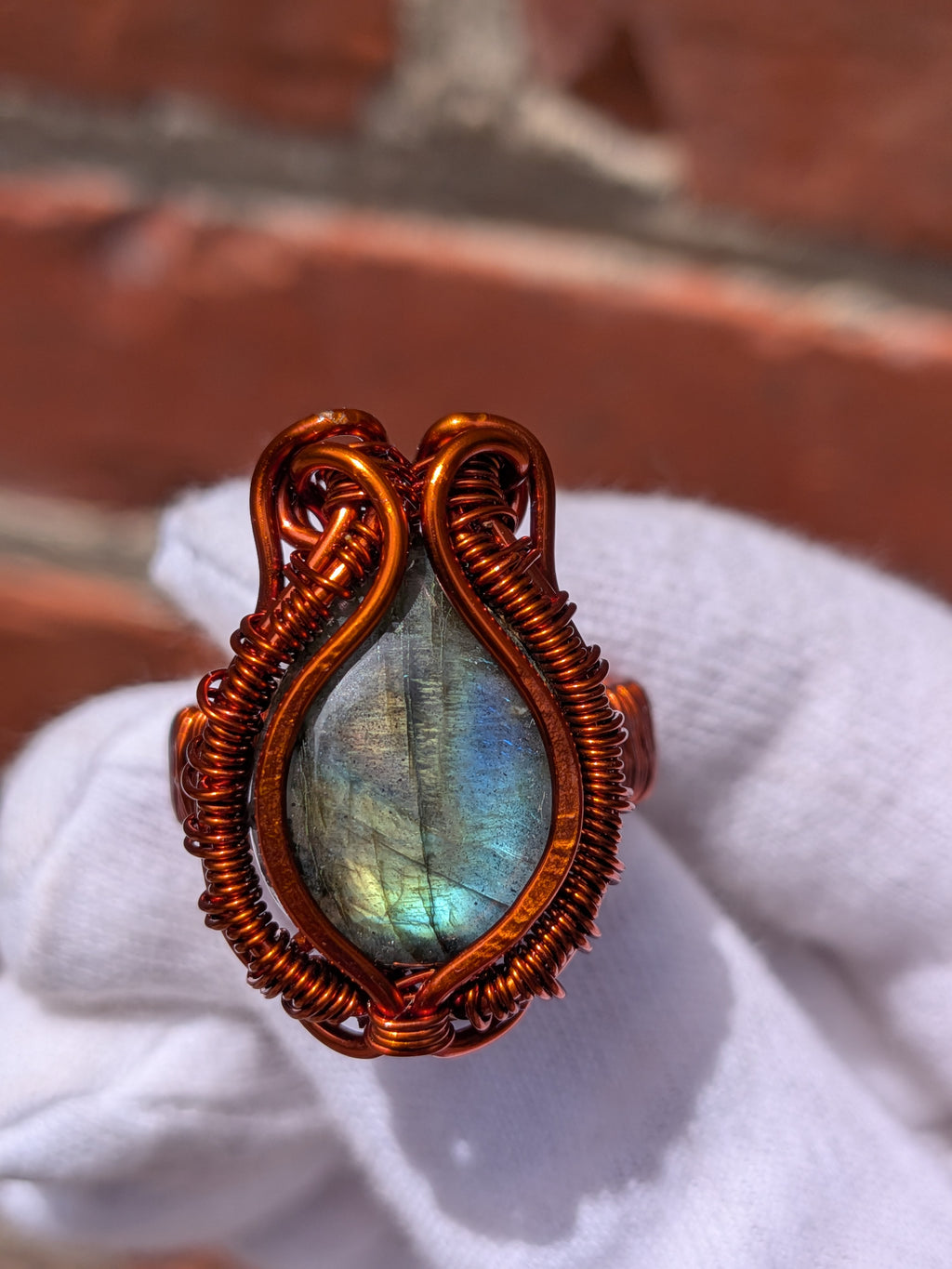 Wusah Labradorite Copper Ring – Handmade in Indonesia
 $70